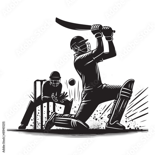 Cricket Silhouette vector flat illustration.