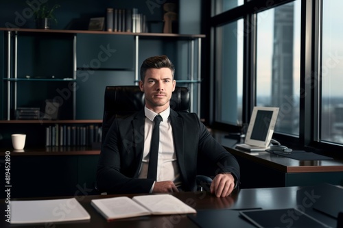 Portrait of a businessman sitting at his desk