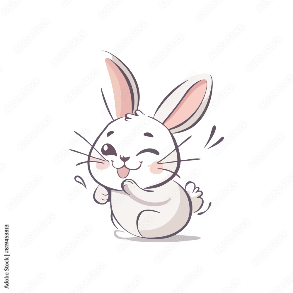 Cute expressions of cartoon rabbits on white background Cute expressions of cartoon rabbits on white background