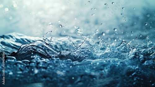 Water splashing with droplets in air  close-up