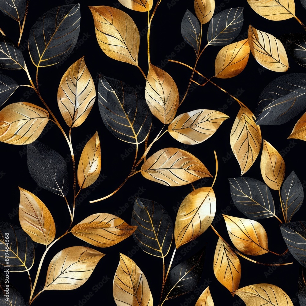 Seamless Pattern with Abstract Black and Gold Leaves
Seamless Pattern with Abstract Black and Gold Leaves