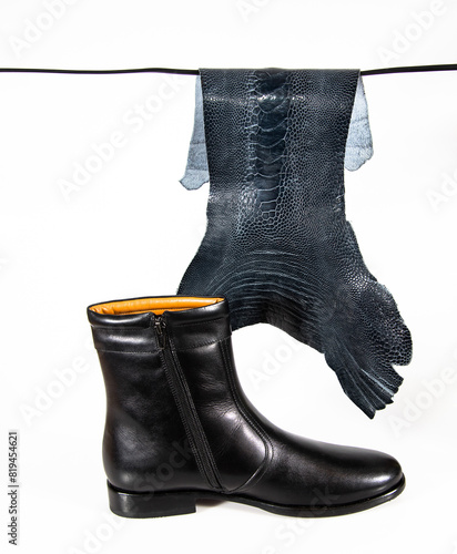 ostrich leather on white background