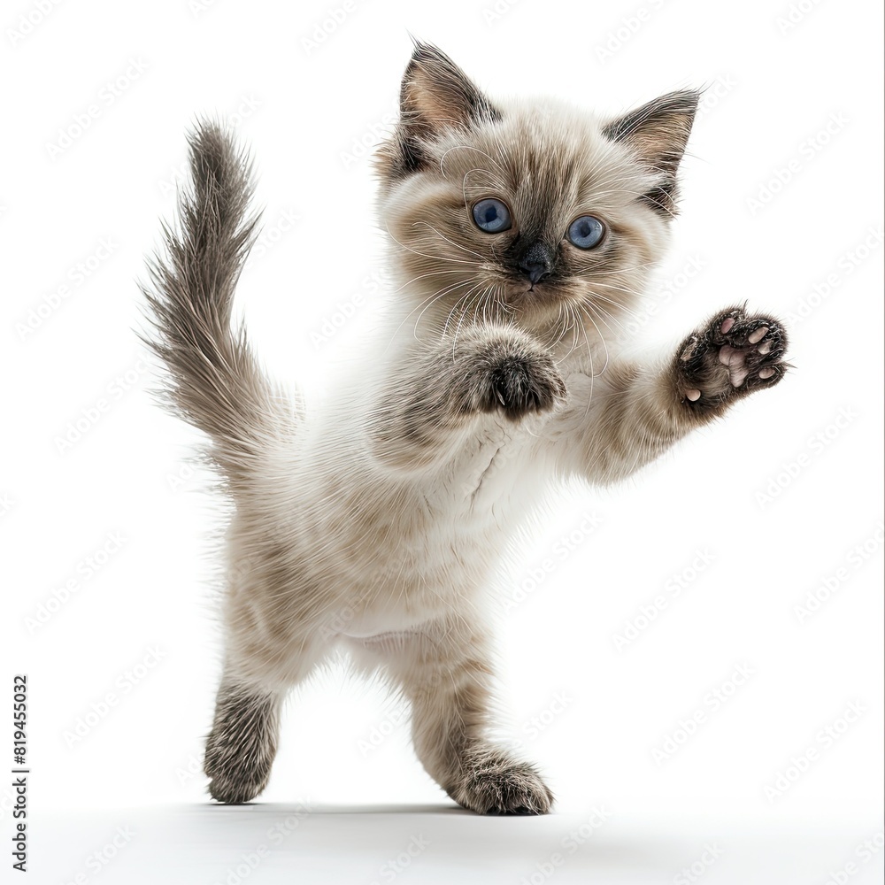 cute cat portrait, siamese jumps, png, cut-out, white background 