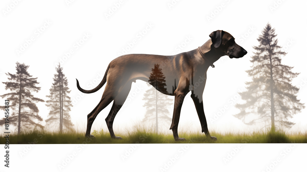 Double Exposure white background Scottish Dearhound illustration ~ Created using Generative AI Double Exposure white background Scottish Dearhound illustration ~ Created using Generative AI