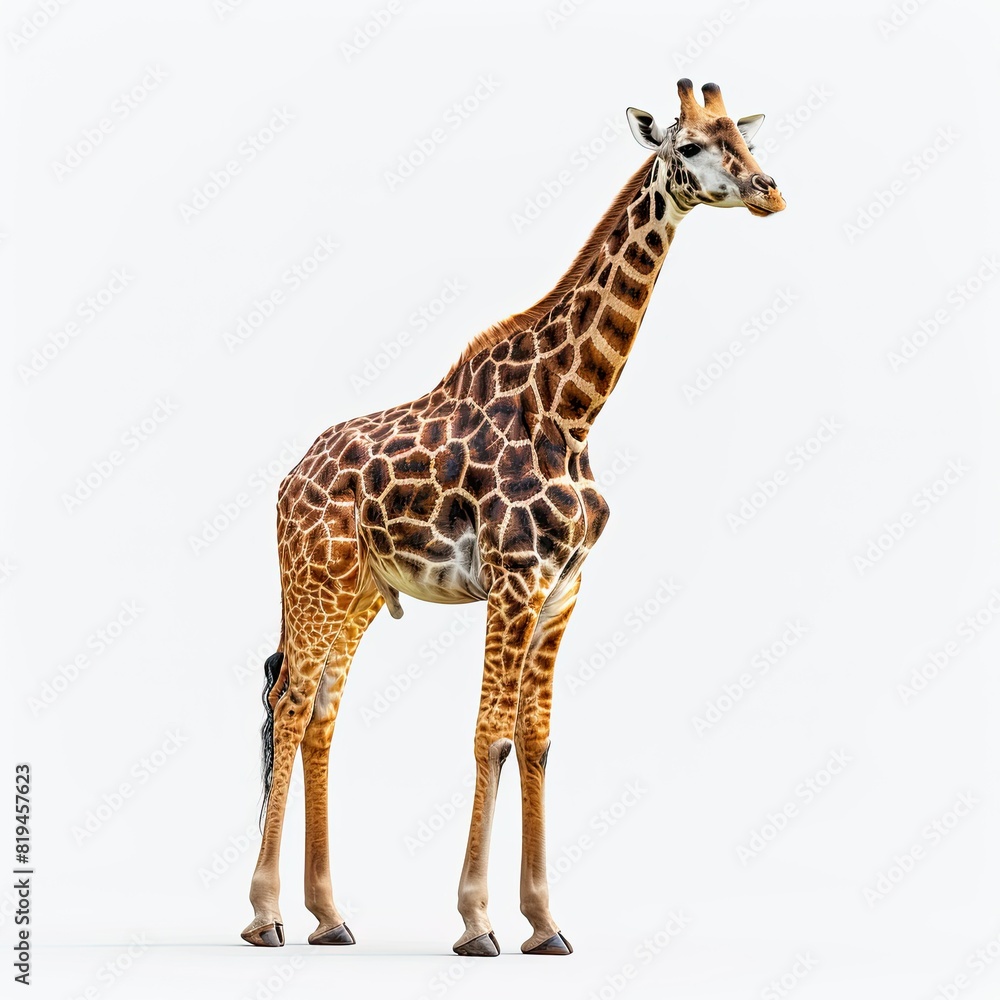 real giraffe image for a flash card in a white background 