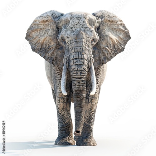 realistic photo of an elephant on a white background 