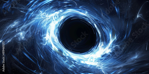a black hole with swirling blue and white lines, generative AI