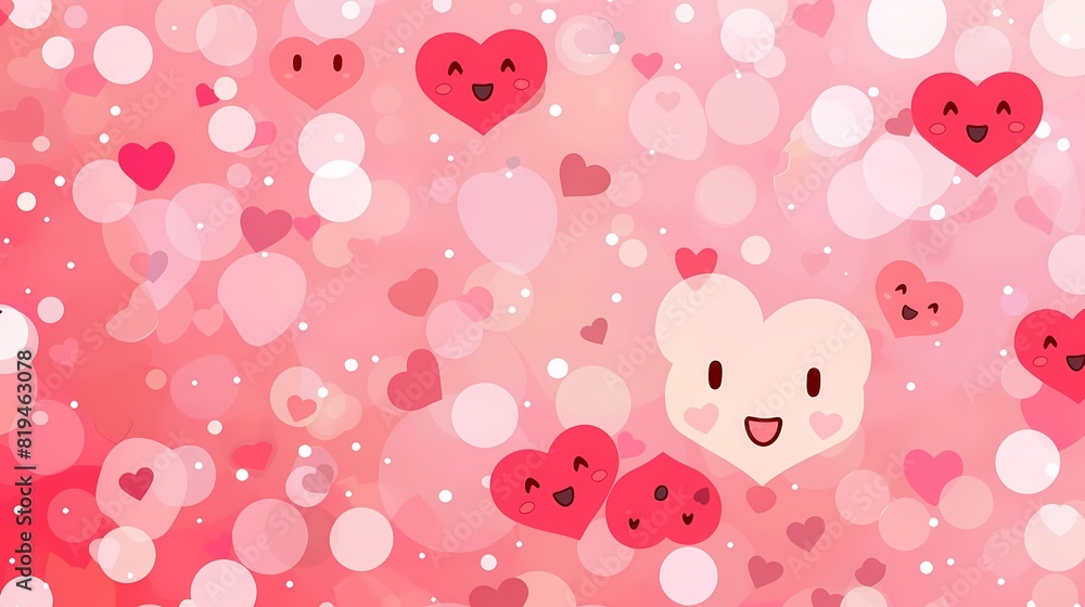 Sweet and Simple Valentine's Day kawaii Background in Red and Pink