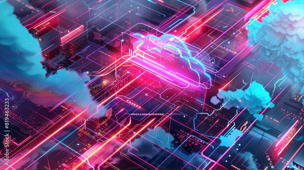 Cloud computing technology concept. Futuristic illustration Cloud computing technology concept. Futuristic illustration