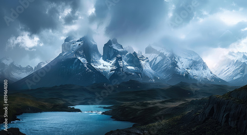 Torres del Paine mountain range in Chile photo