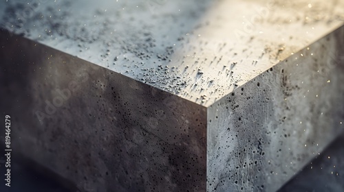 A close-up of the edge of an architectural concrete structure, highlighting its texture and detail. with a minimalist aesthetic in the style of concrete construction. 
 photo