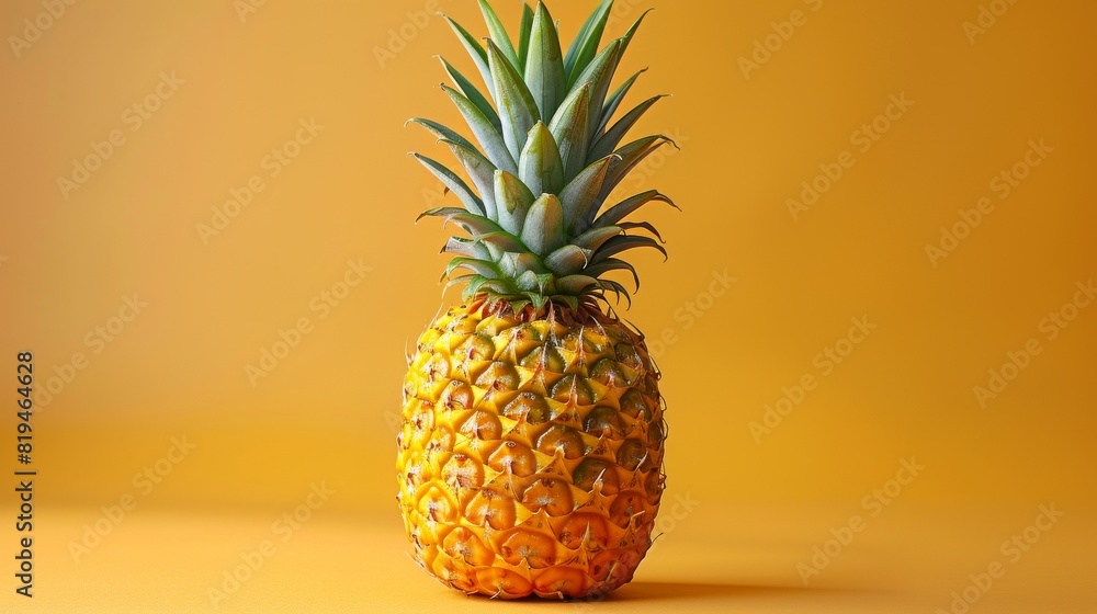 A healthy and delicious pineapple on a pastel colored background. A healthy and delicious pineapple on a pastel colored background.