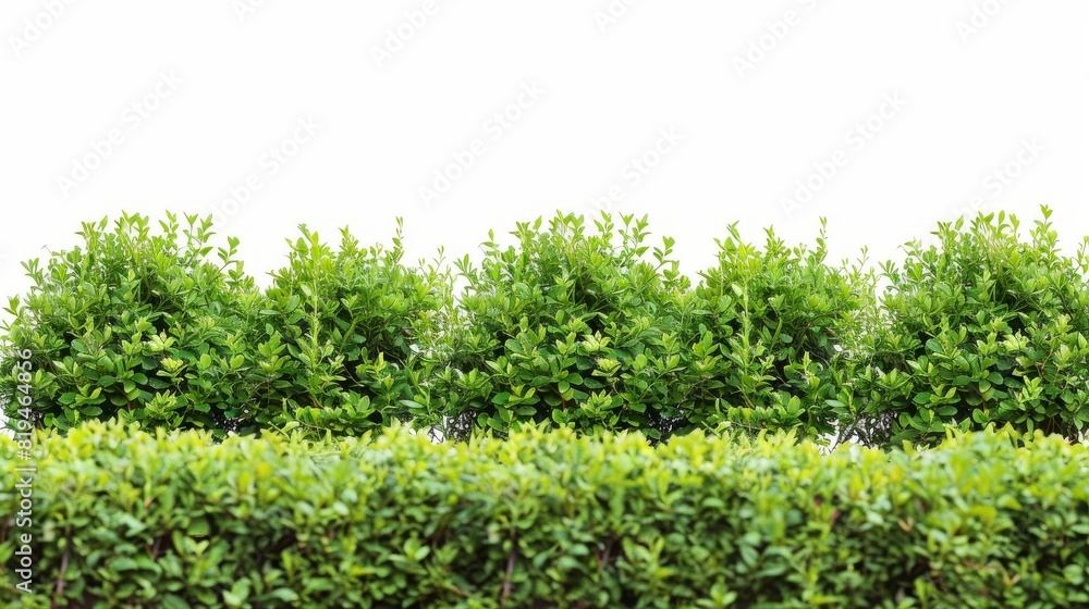 vibrant green bushes isolated on pure white background for versatile design applications