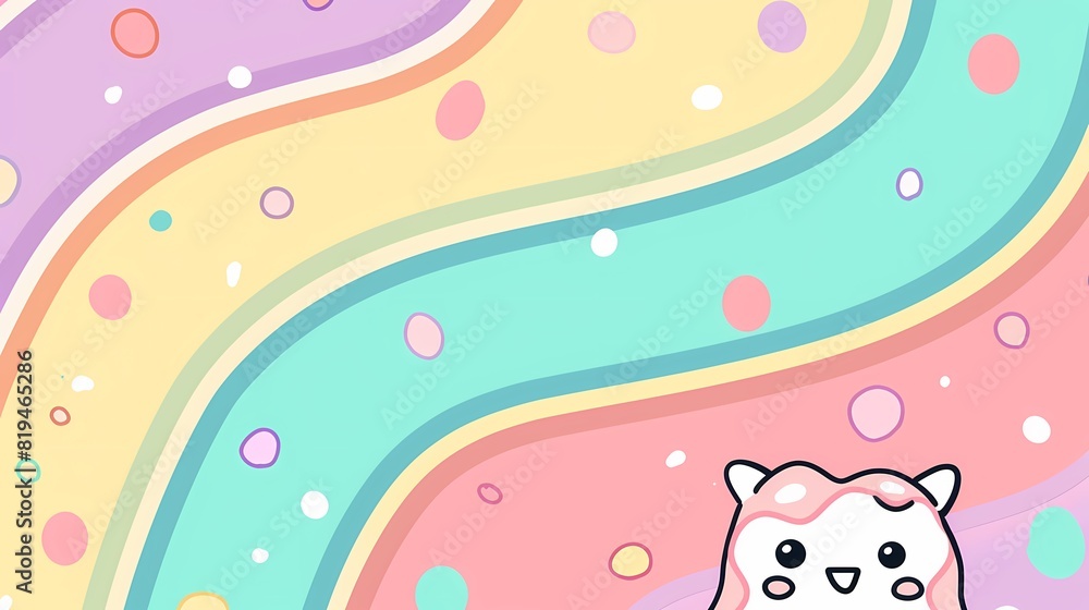 Adorable Kawaii Coloring Book Background in Soft Pastel Colors with Cute Designs for Kids