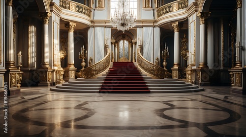 elegant marble podium background  in a grand ballroom with chandeliers and red carpets  atmosphere of luxury and opulence