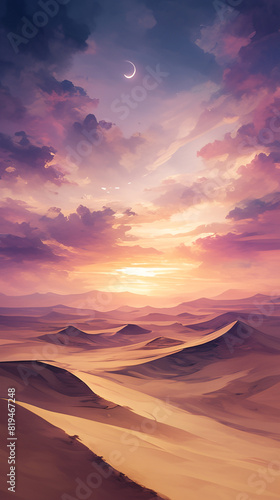 Captivating Pastel Desert Landscape Featuring Soft Dunes And Tranquil Serenity