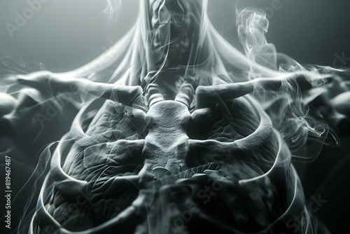 Radiographic Visualization of Intricate Human Chest Anatomy in Striking Monochrome Tones photo