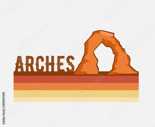 arches national park sticker design perfect for business, etc