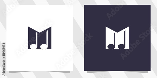 letter m with note music logo design