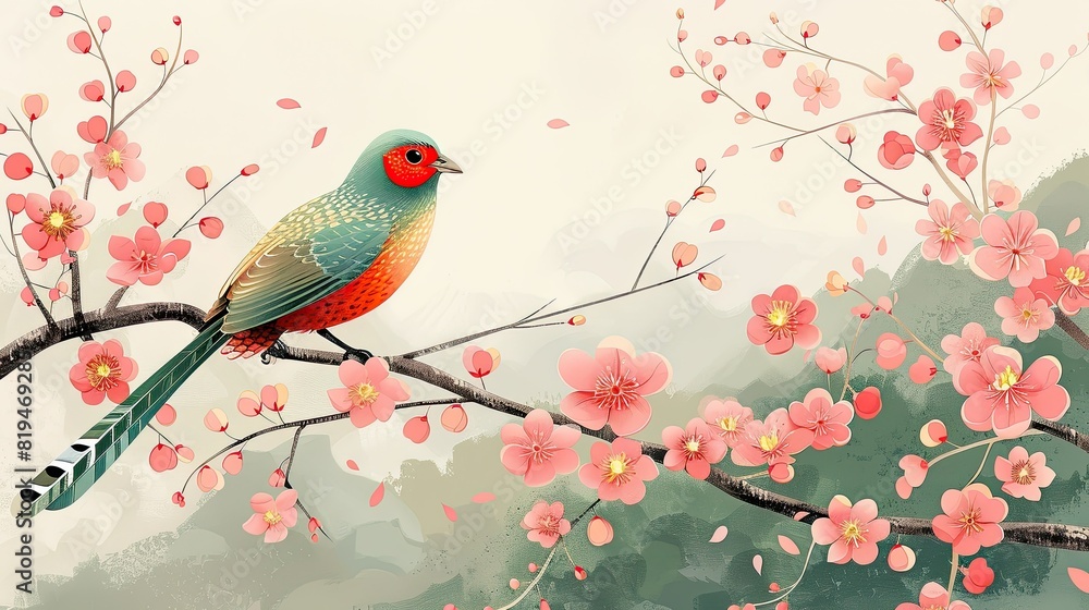 cute bird imple vector pastel background