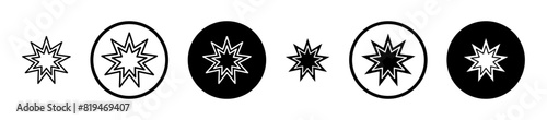 Bahai line icon set. nine pointed Baha symbol. Persian star line icon suitable for apps and websites UI designs. photo