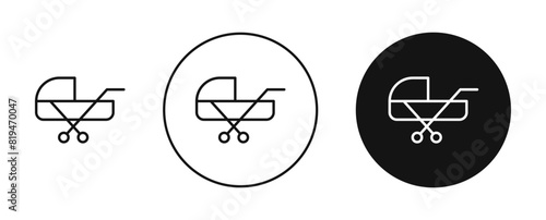 Baby carriage icon set. child buggy vector icon. kid trolley sign. mother stroller icon. newborn baby pushchair symbol for UI designs. photo