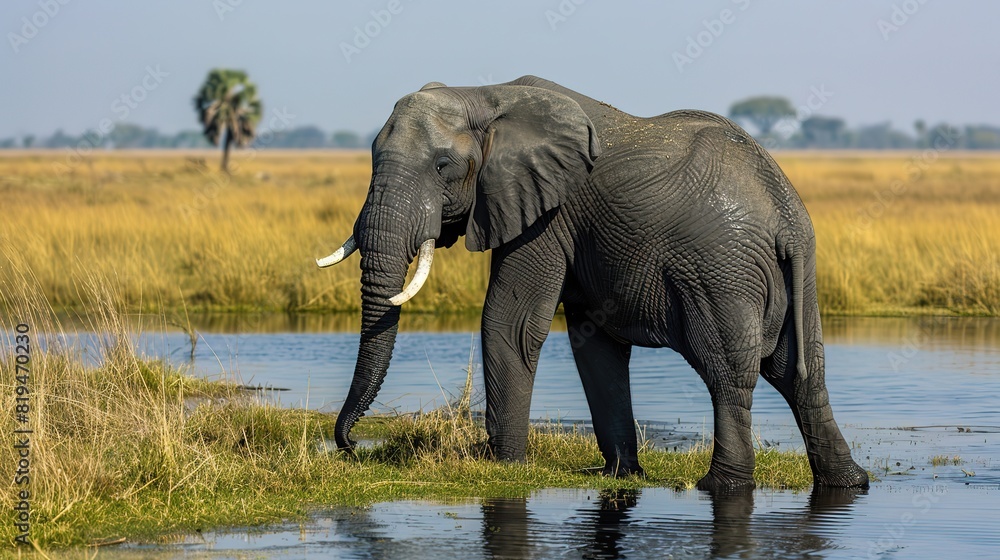 Fototapeta premium Wonderful African elephants together in the nature