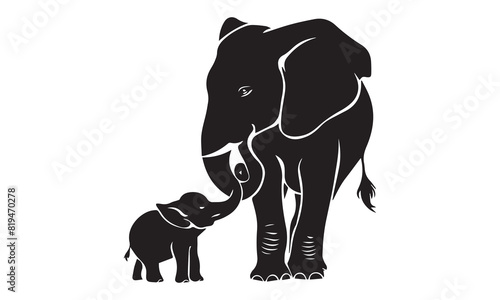 wild illustration tusk silhouette wildlife logo elephant icon black animal mother nature baby mom day happy love kid family shape mammal child zoo for vector graphic background