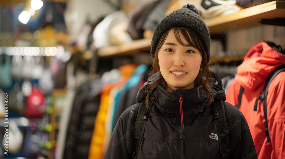 アウトドア用品店の女性スタッフ アウトドア用品店の女性スタッフ