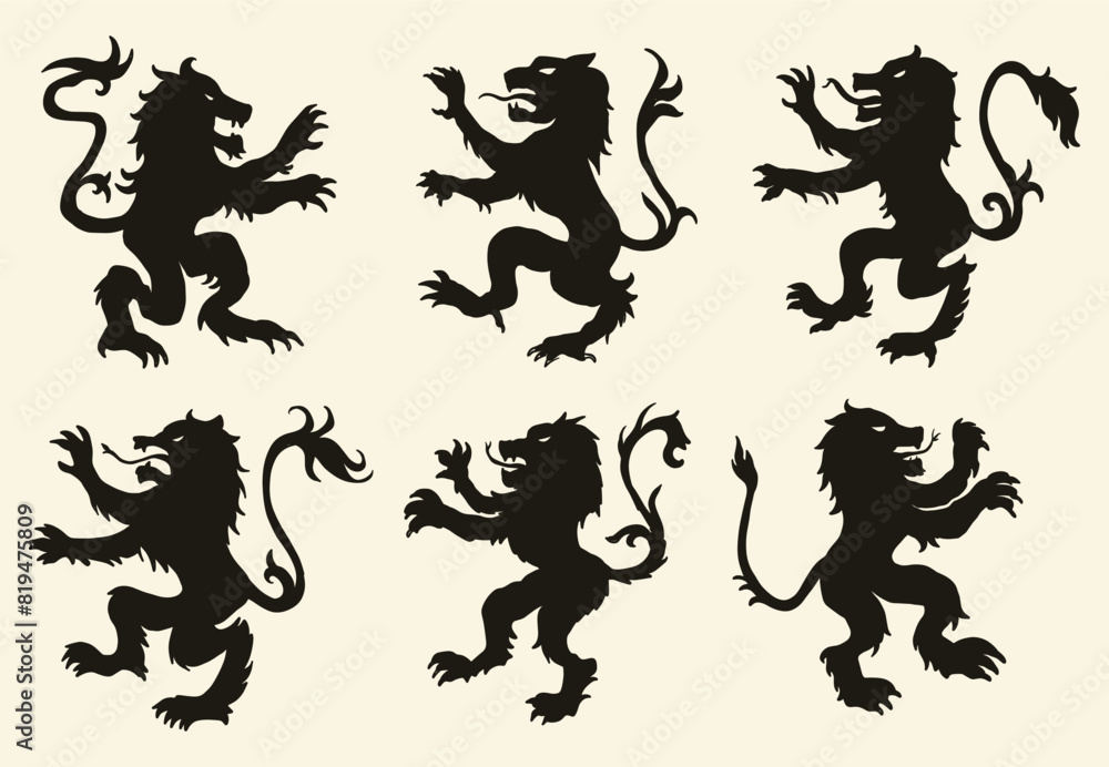 Obraz premium Silhouette Lion of Heraldry Emblem template