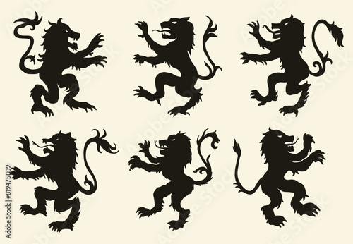 Silhouette Lion of Heraldry Emblem template