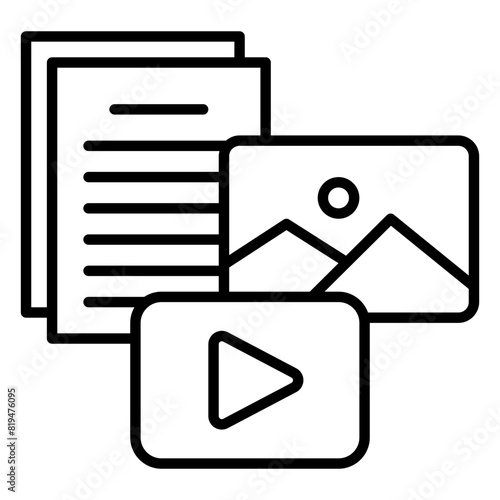 Digital product icons such as documents, images and videos