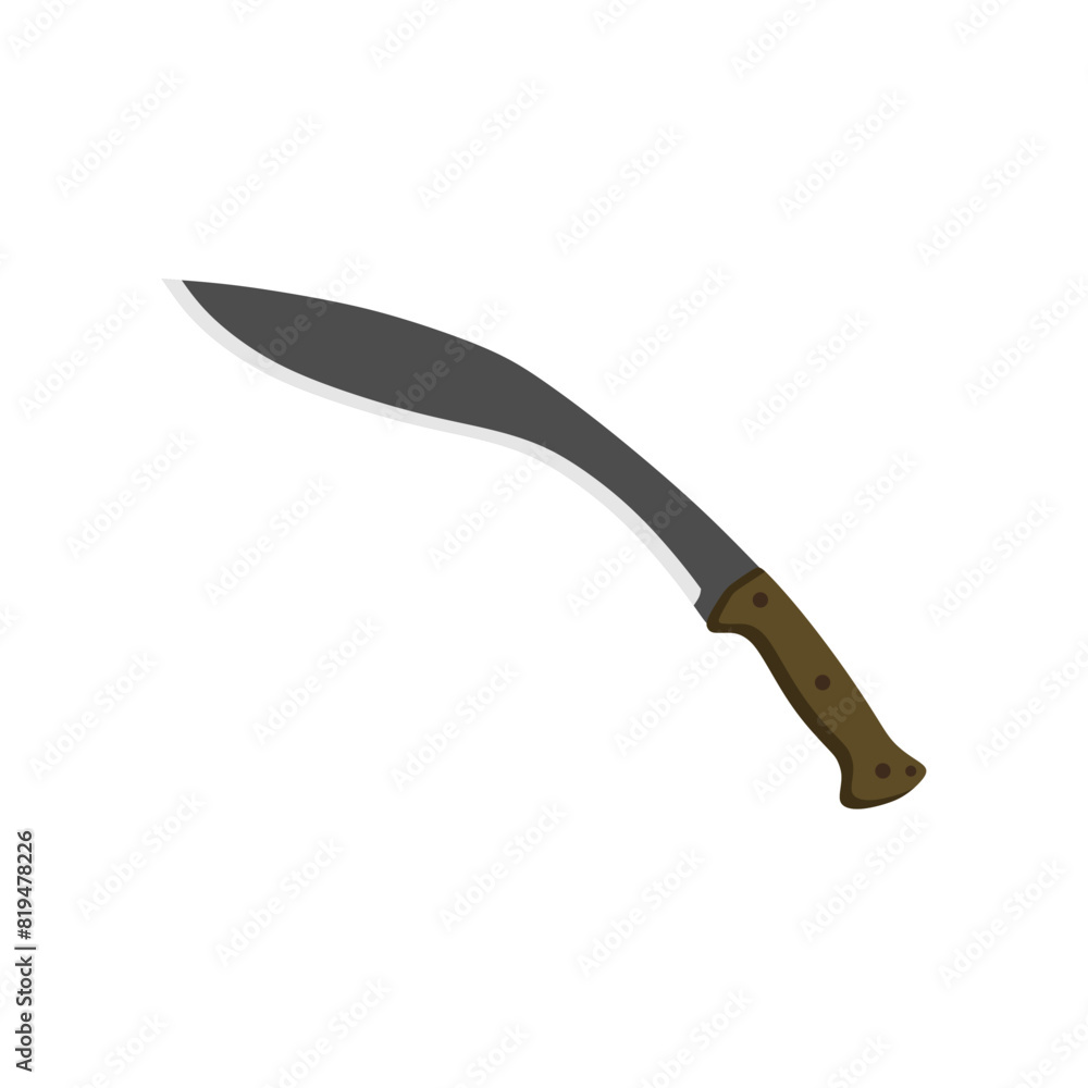 Kukri Gurkha Sword flat design vector illustration isolated on white background, Kukri machete knife. Army Survival Combat Nepal Gurkha Blade Vector Kukri Gurkha Sword flat design vector illustration isolated on white background, Kukri machete knife. Army Survival Combat Nepal Gurkha Blade Vector