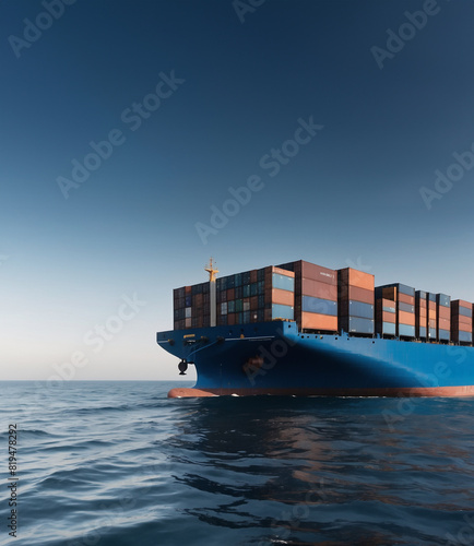 Cargo container Ship, cargo vessel ship carrying container and running for import export concept technology freight shipping sea freight