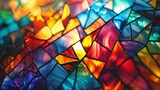 Stained glass window in bright colors.