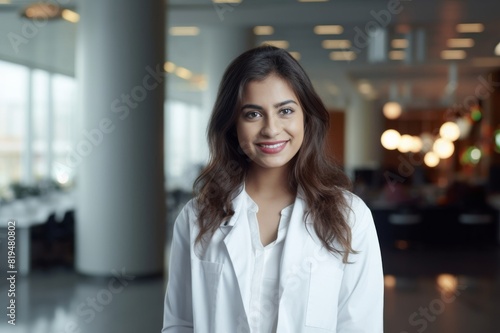successful female doctor poses for headshot in office