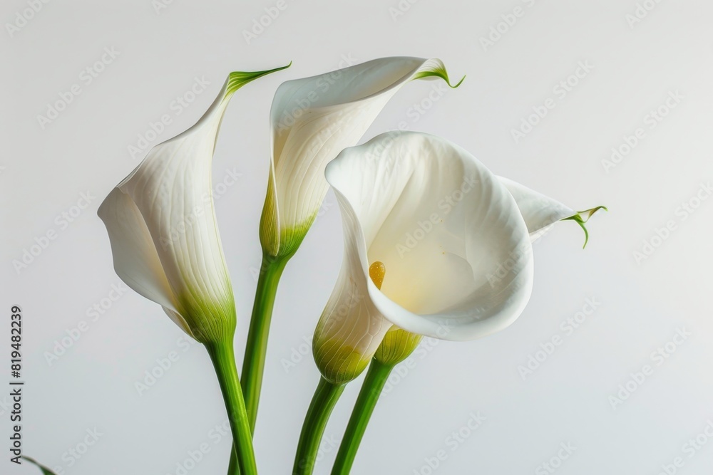 Fototapeta premium Realistic photograph of a complete Flowers,solid stark white background, focused lighting