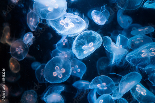 jellyfish in the night, jellyfish in the water © panyawat