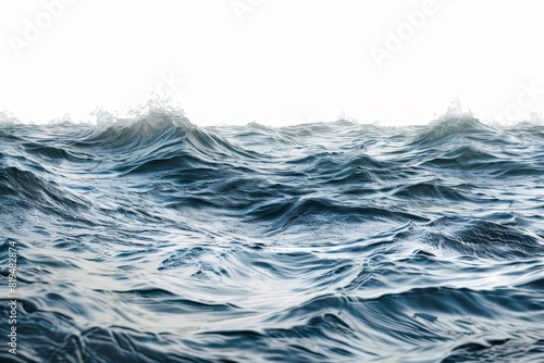 Realistic photograph of a complete Oceans solid stark white background  focused lighting