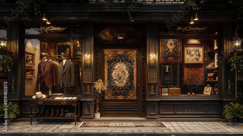 Boutique specializing in men's attire, exterior exuding elegance and charm. photo