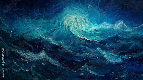 The ocean is a vast and mysterious place, full of beauty and danger. This painting captures the feeling of being lost at sea. © admin_design