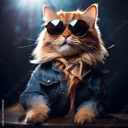 orange cat chillin with some sunglasses photo