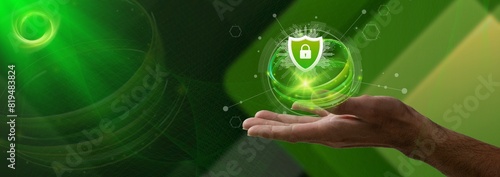 Abstract futuristic background cyber security  concept themed green