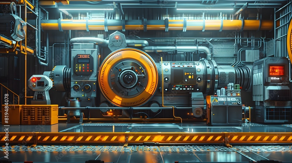 Dynamic Lockout-Tagout Scene in Vibrant Industrial Factory Setting with ...