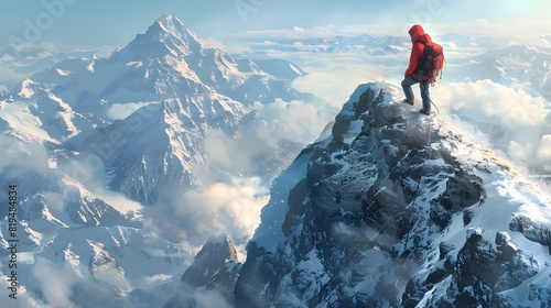 Intrepid Climber Conquers Daunting Mountain Peak with Breathtaking Vistas