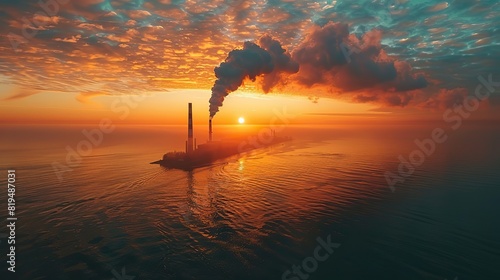 A factory chimney emitting clean steam instead of smoke, symbolizing the transition towards cleaner production methods and a reduction in environmental impact..illustration
