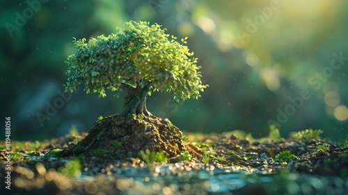 Flourishing Financial Prosperity - Lush Green Tree Emerging from Transforming Dollar Bill Symbolizes Green Investment Growth