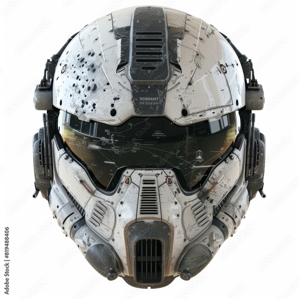 High tech helmet with black visor High tech helmet with black visor