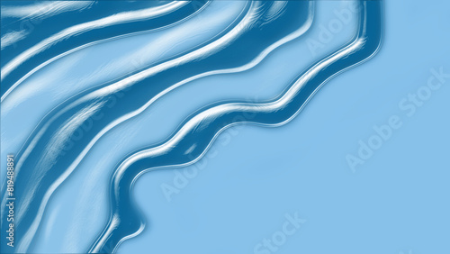 Blue abstract background with decoration of shining wavy lines and copy space. 3d render illustration.