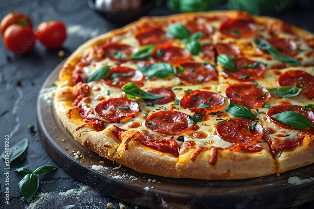 pizza with salami and tomatoes pizza with salami and tomatoes